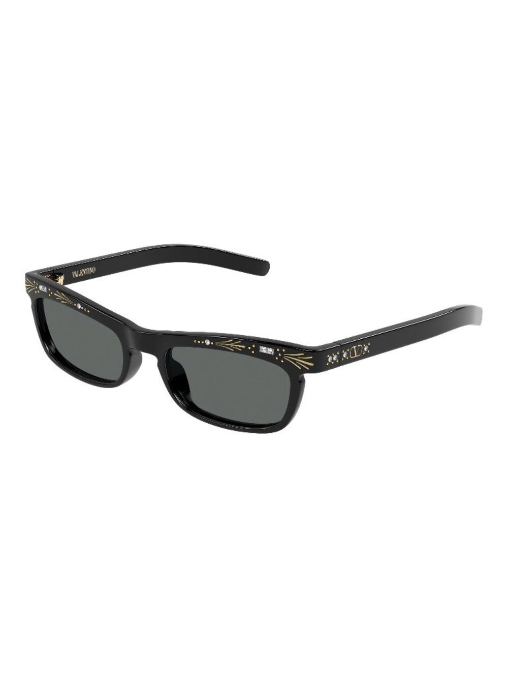 New Valentino Unisex Sunglasses Black Grey Lens Acetate Frame VG0044S 001 52